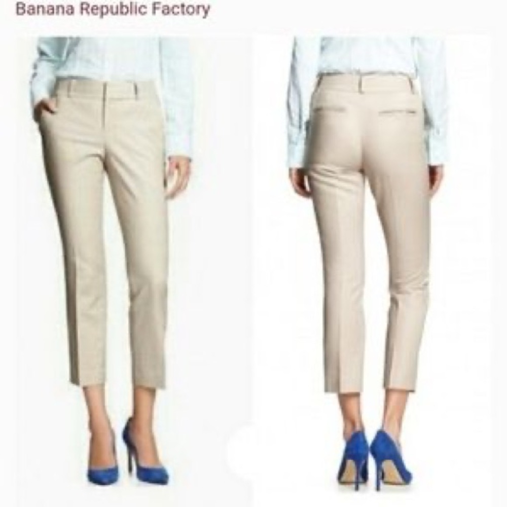 Gray wool lined banana republic cropped slacks